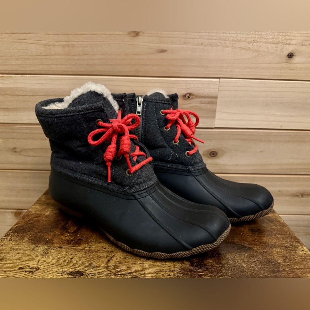 Sperry Black and Red Winter Boots